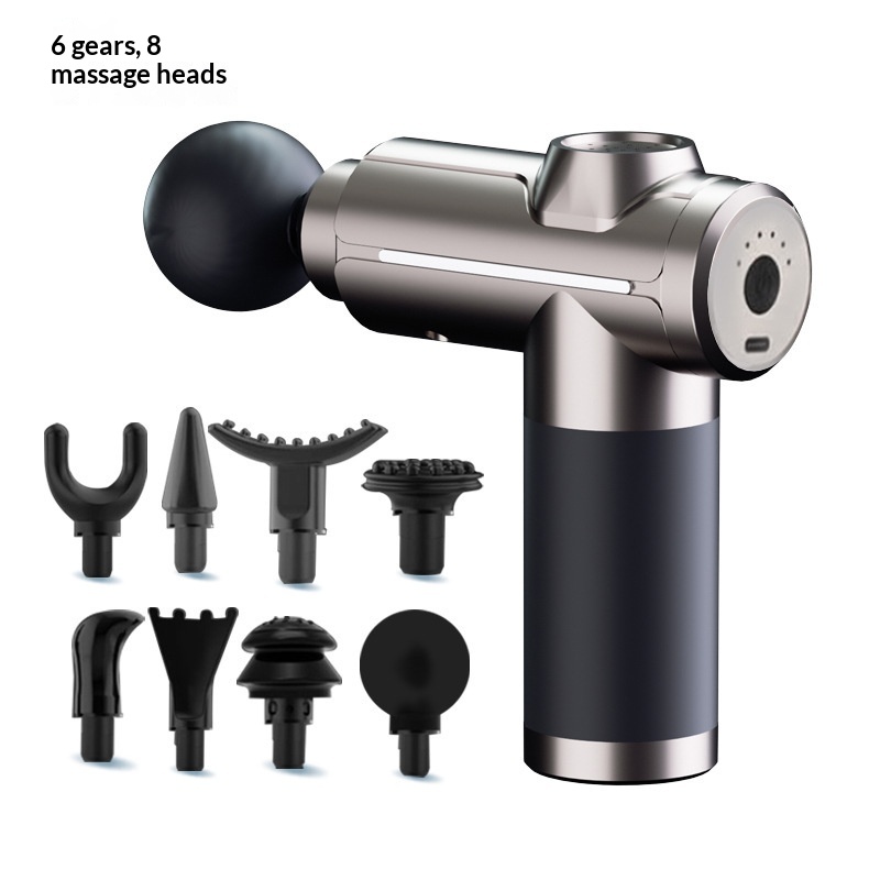 Portable Sports Muscle Relaxation Massager in Silver Gray 6 speed Button