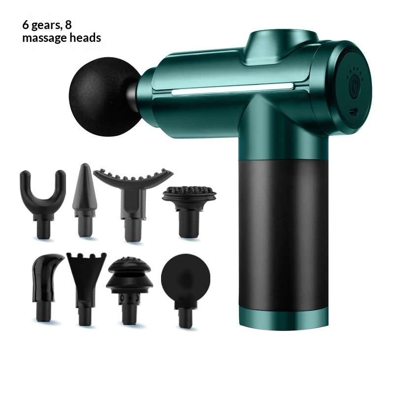 Portable Sports Muscle Relaxation Massager in Dark Green 6 speed Button