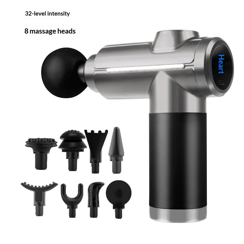 Portable Sports Muscle Relaxation Massager in Silver Gray 32 speed LCD