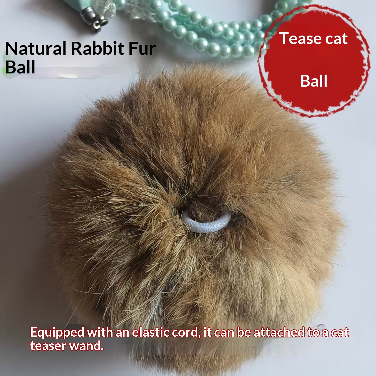 Natural Rabbit Fur Ball Kitten Toy — foto 4