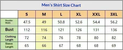 Men's Slim-Fit Long-Sleeve Business Shirt - size chart