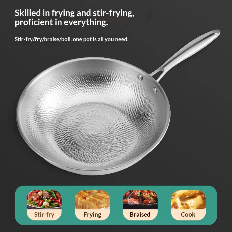 Household Three-layer Composite Hammered-finish Frying Pan