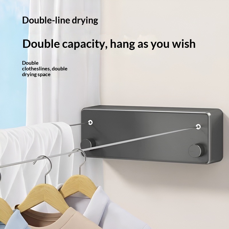 Invisible Retractable Clothesline, No-Drill Bathroom Clothes Rack