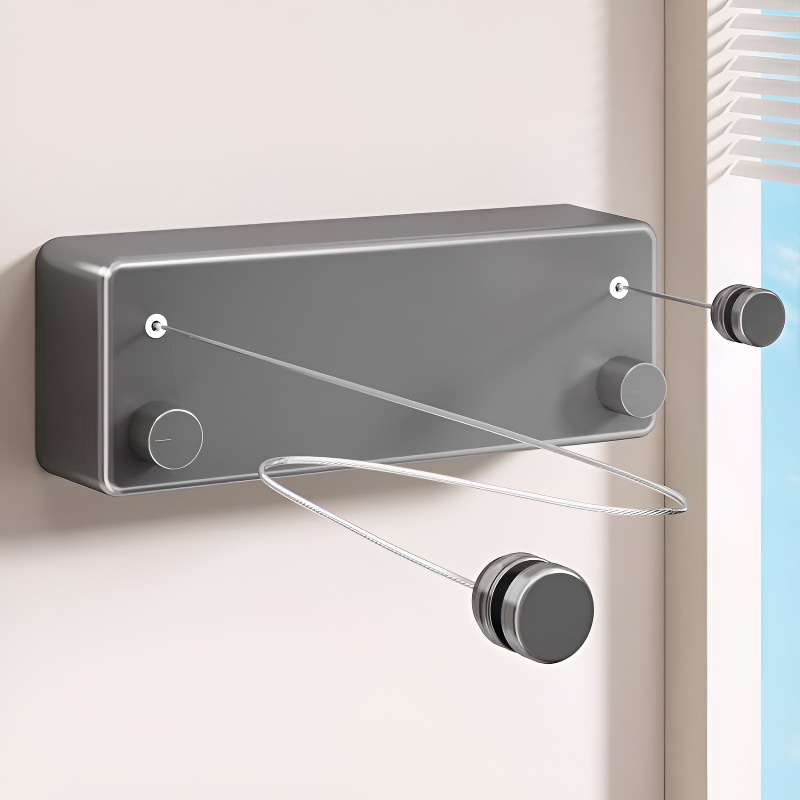 Invisible Retractable Clothesline, No-Drill Bathroom Clothes Rack