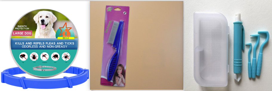 Fine tooth stainless steel needle flea comb in Blue set