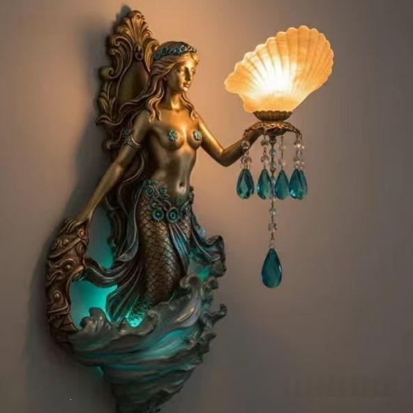 Mermaid-shaped Resin Wall Lamp Pendant Decoration