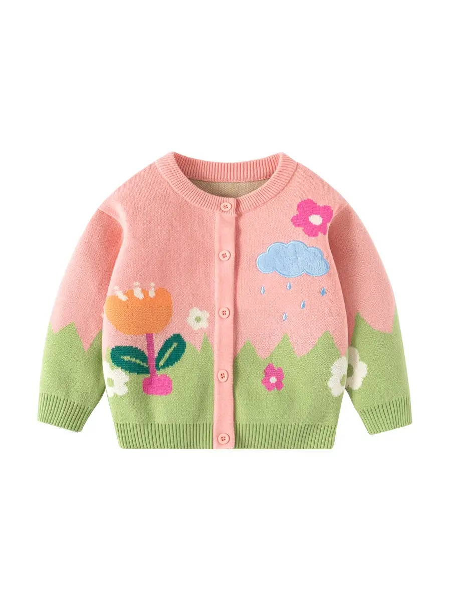 Girls Knitted Cardigan Cotton Sweater