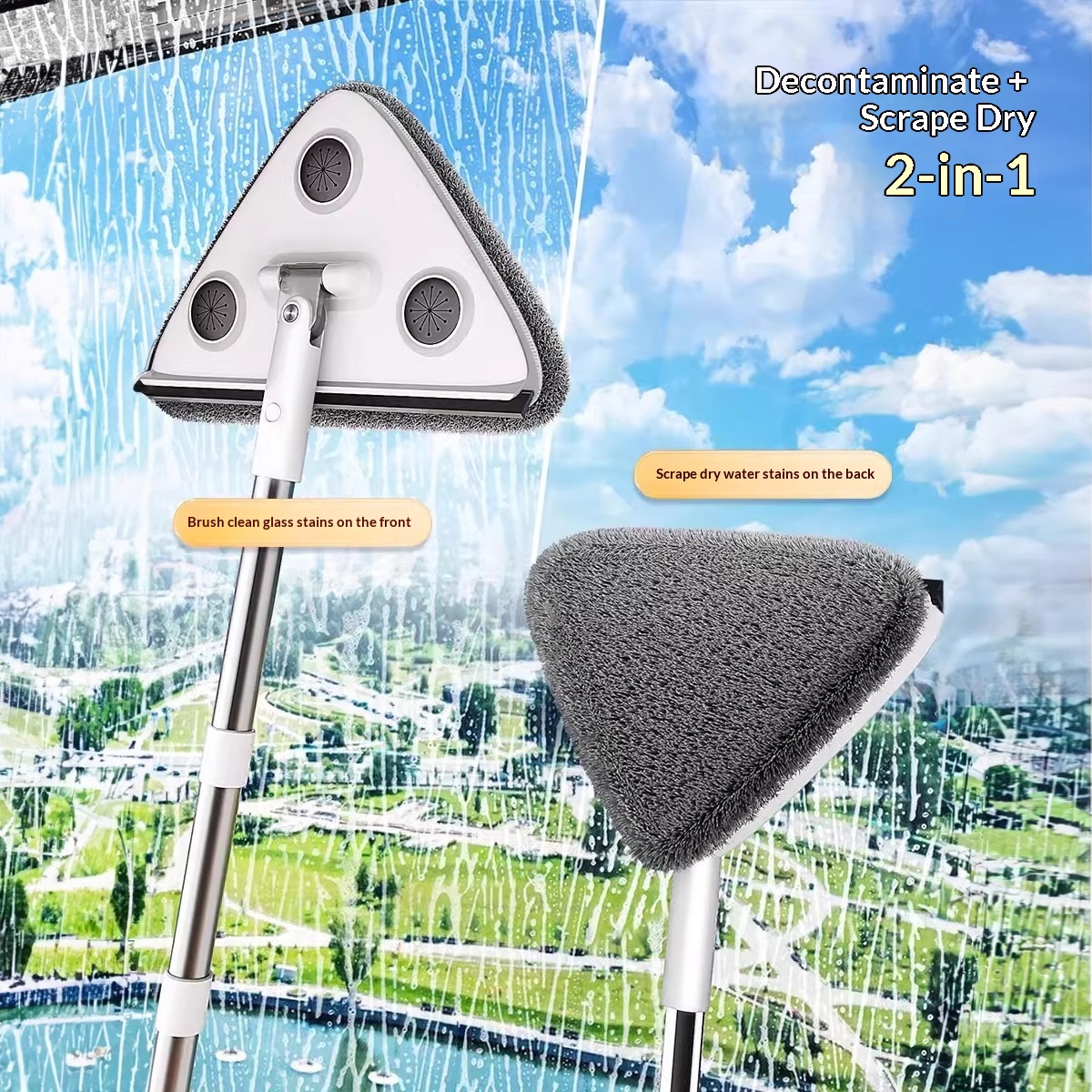 All-in-one Triangular Mop With Scrubbing Function