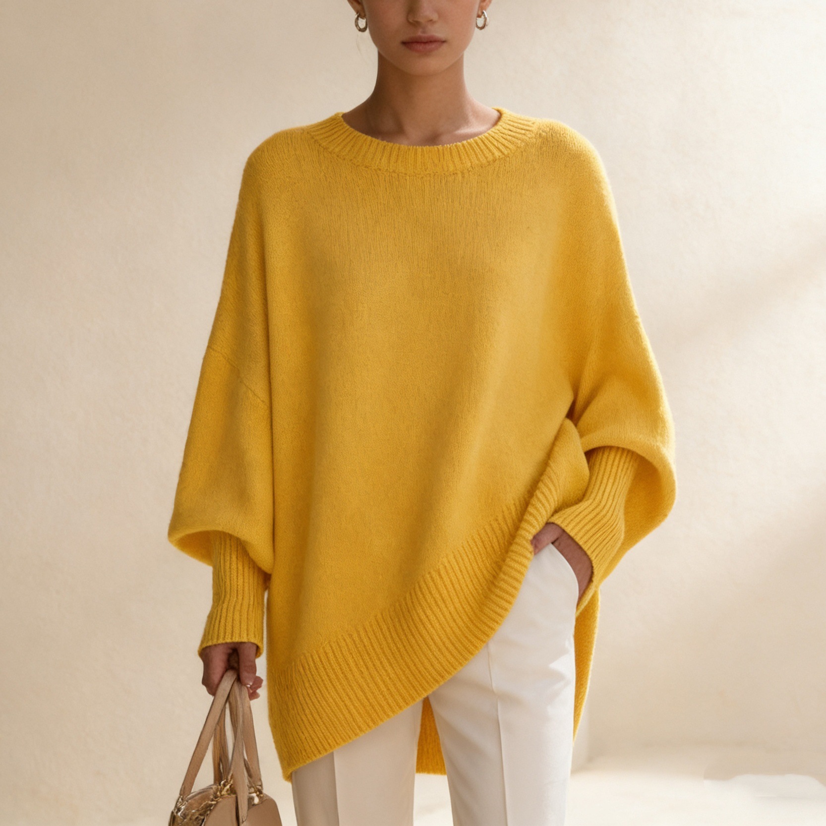 Autumn And Winter Round Neck Pullover Sweater Woman