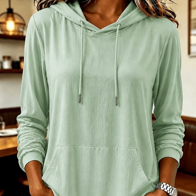 Long-sleeved Hooded Drawstring Pullover - Fashionable And Casual