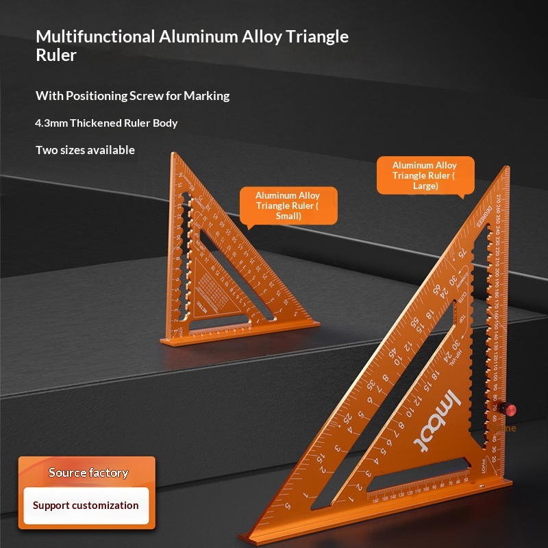 Aluminum Alloy Triangle Ruler High-Precision Multifunctional Woodworking Square