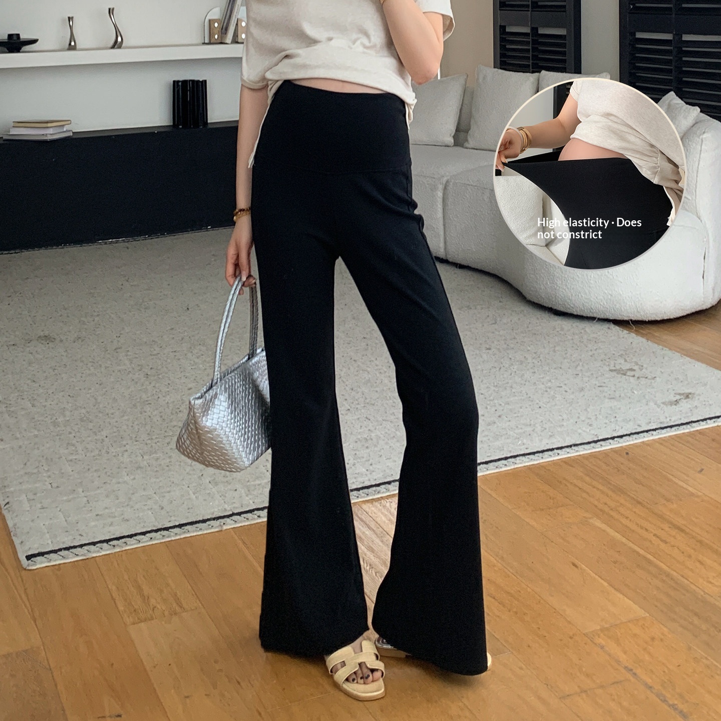 Fashionable Black Bootcut Maternity Pants