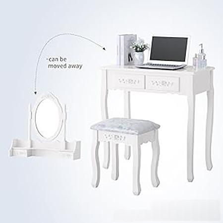 Ensemble coiffeuse et chaise en bois blanc pour adultes – Image 5