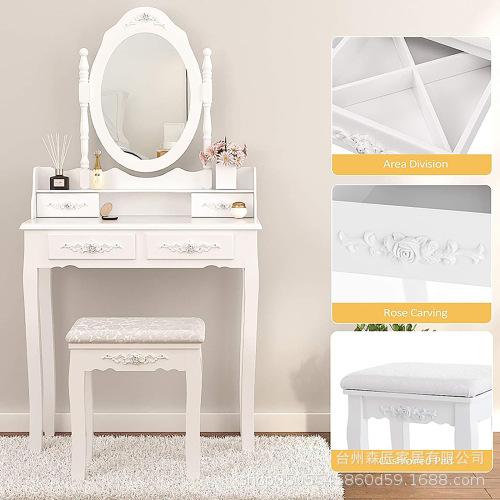 Ensemble coiffeuse et chaise en bois blanc pour adultes – Image 4