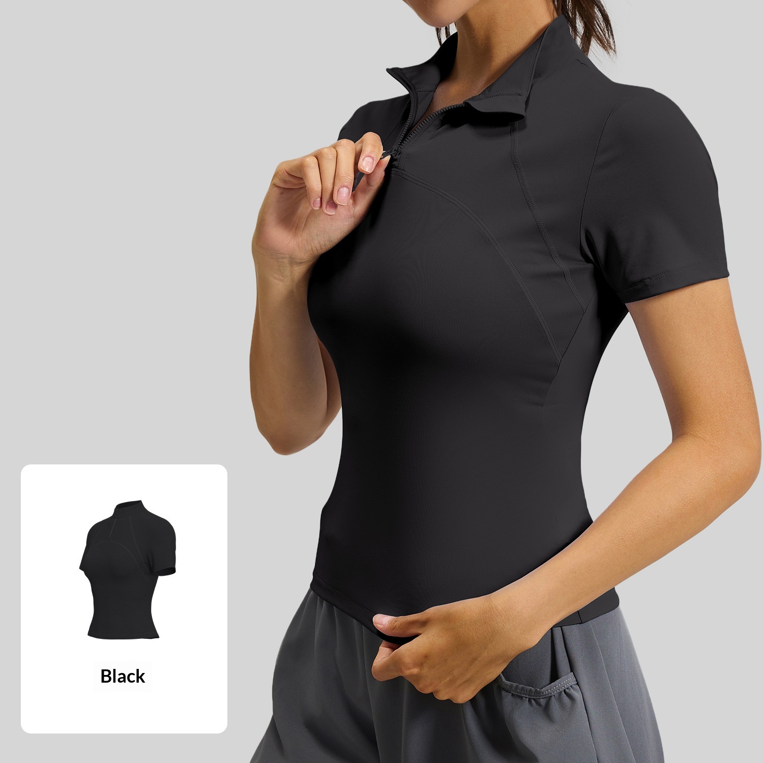 Arrival Womens Outdoor High-Elastic Half-Zip Yoga Top