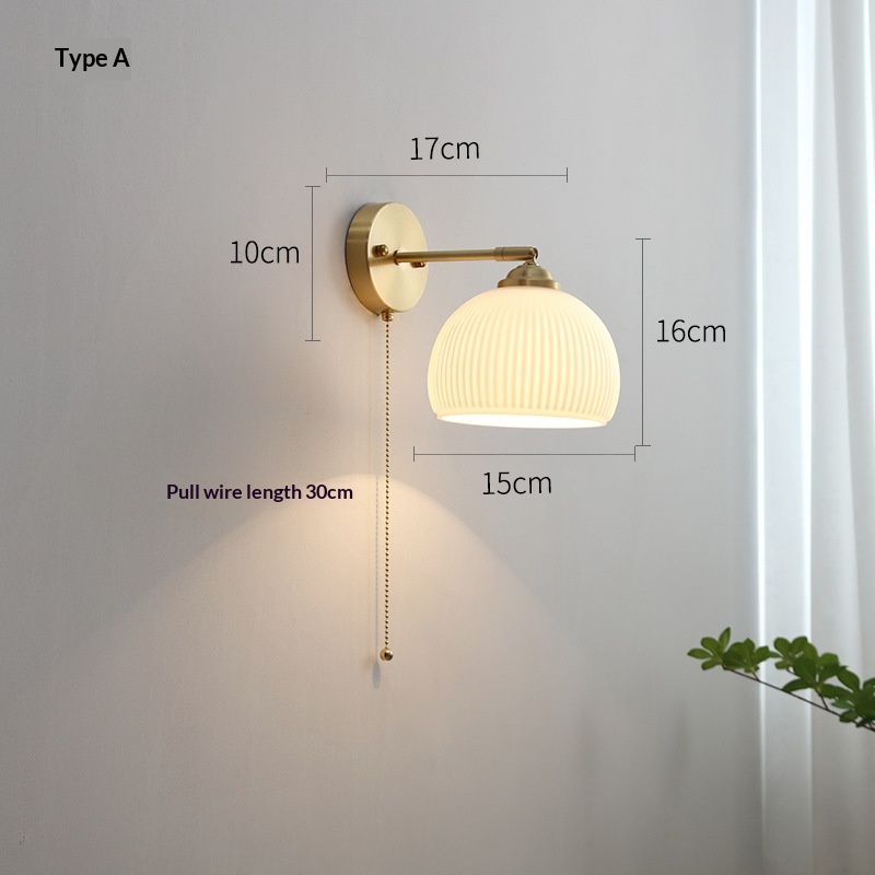 Nordic Copper-colored Wall Lamp Japanese-style Artistic Background Wall Decorative Light — foto 2