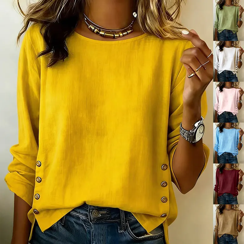 Casual Short Sleeve T-Shirt Solid Color Round Neck Pullover
