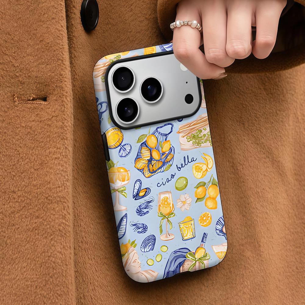 Green And Yellow Lemonpatterned Film Case For IPhone 17 Pro Max 5