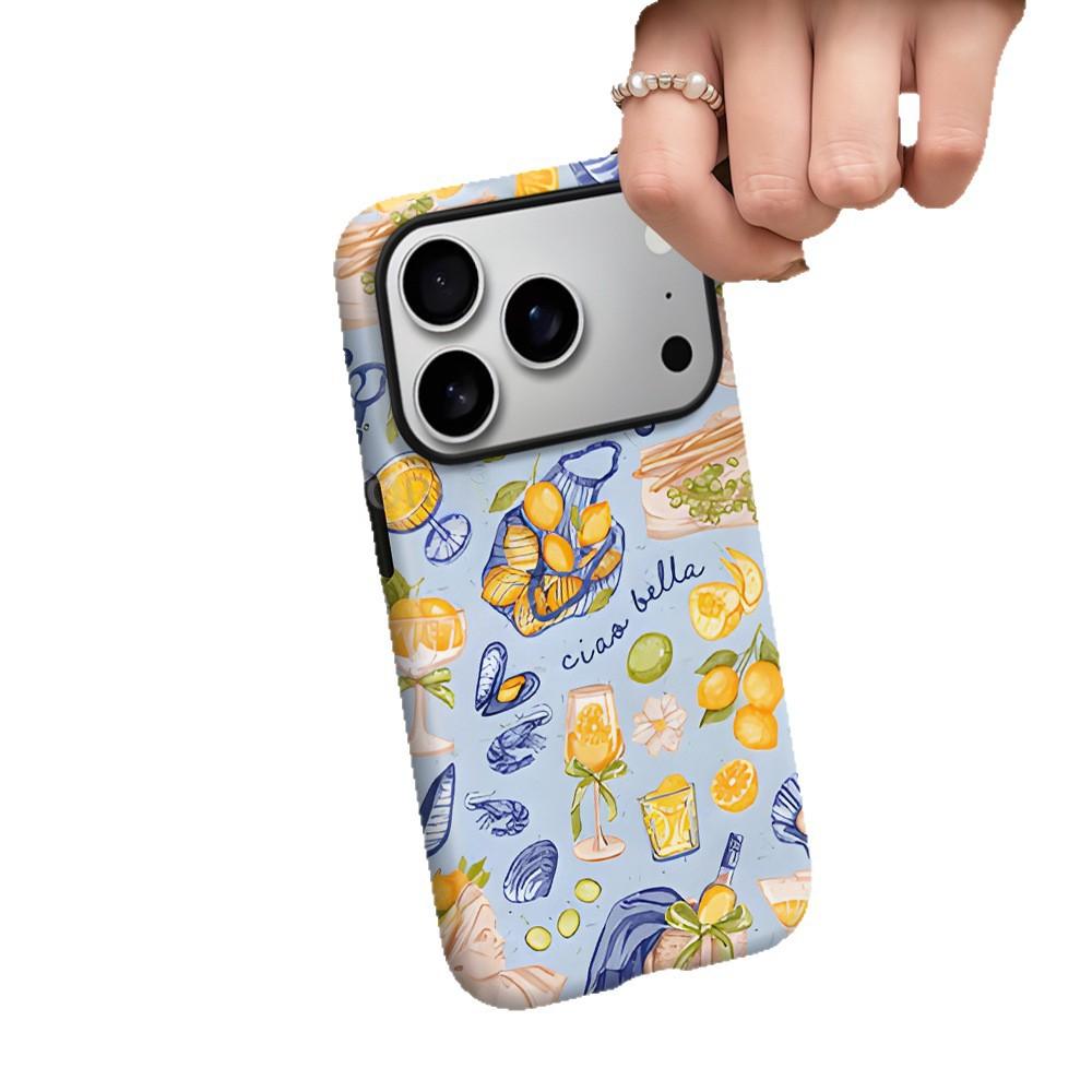 Green And Yellow Lemonpatterned Film Case For IPhone 17 Pro Max 7