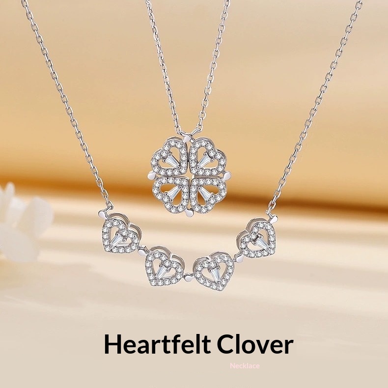925 Sterling Silver Four-Leaf Clover NecklaceWear It In Two Ways