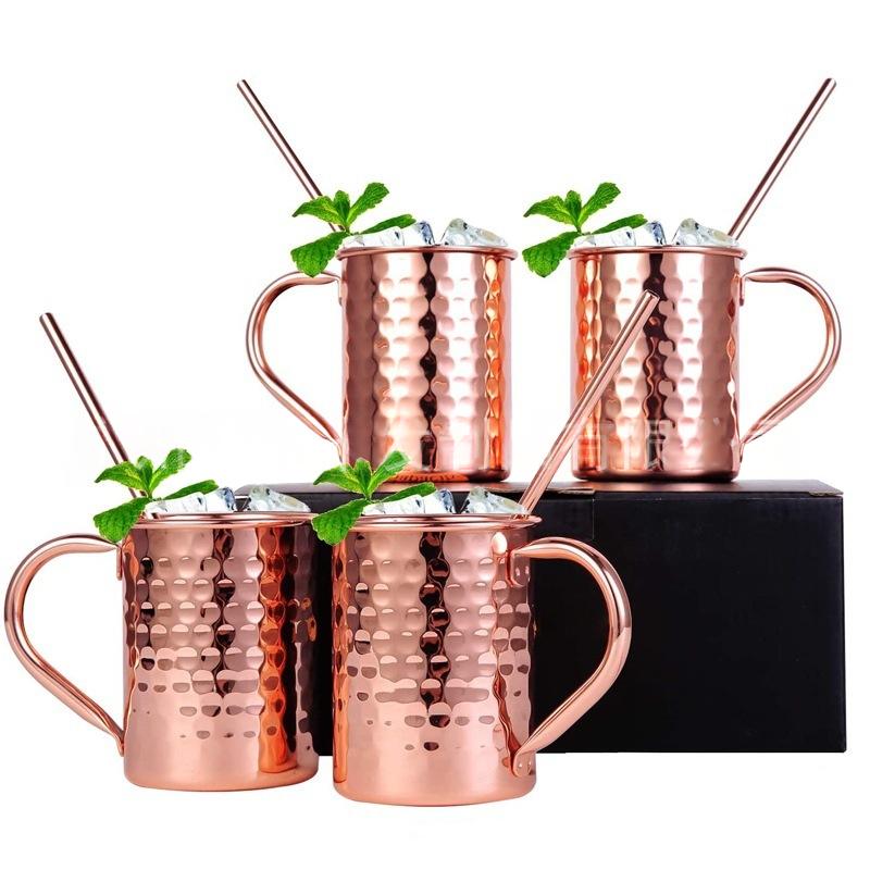 Metal-flanged Copper-plated Hammered Stainless Steel Mug