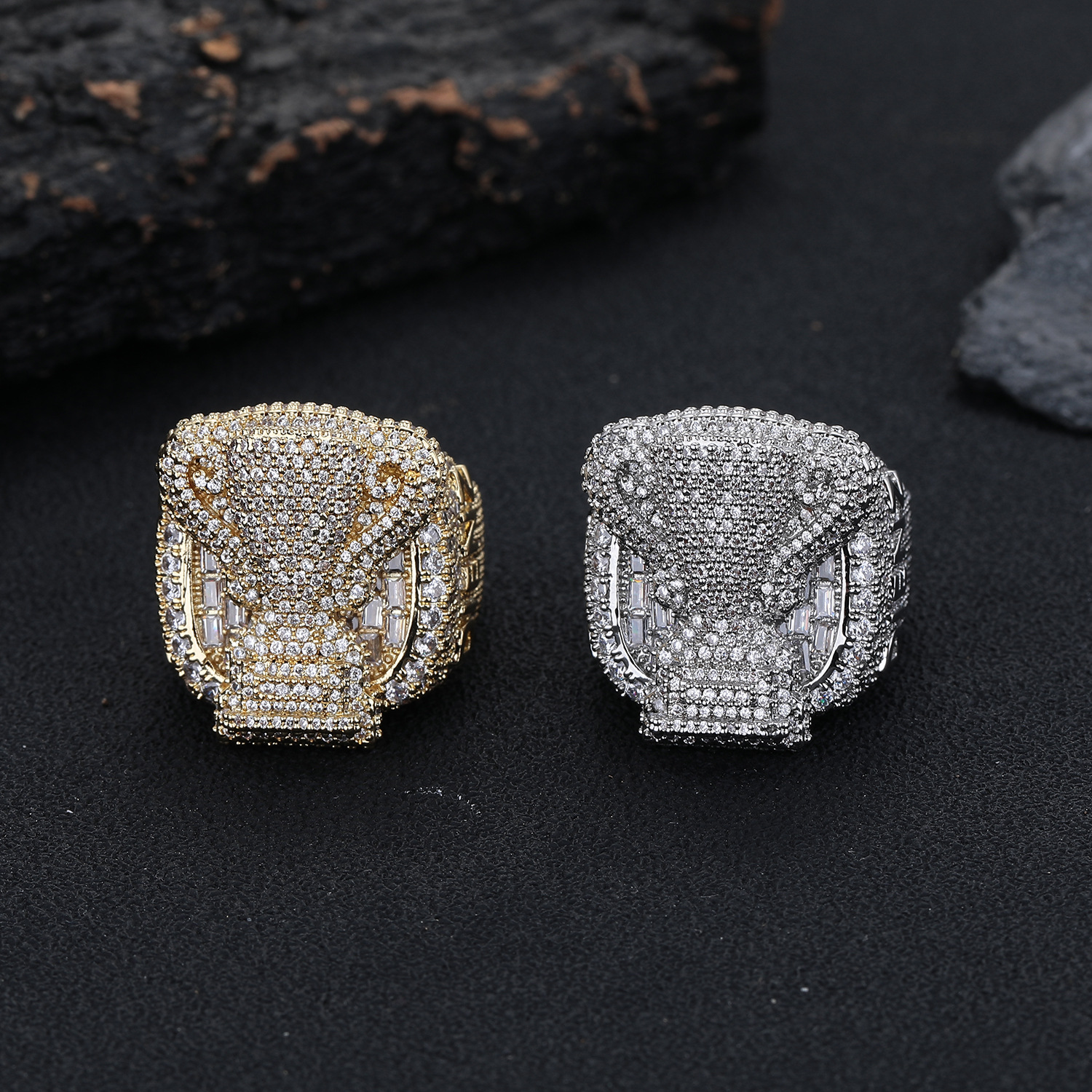 European And American Cross-border Hip-hop Style Ring Fully Paved With Zircons