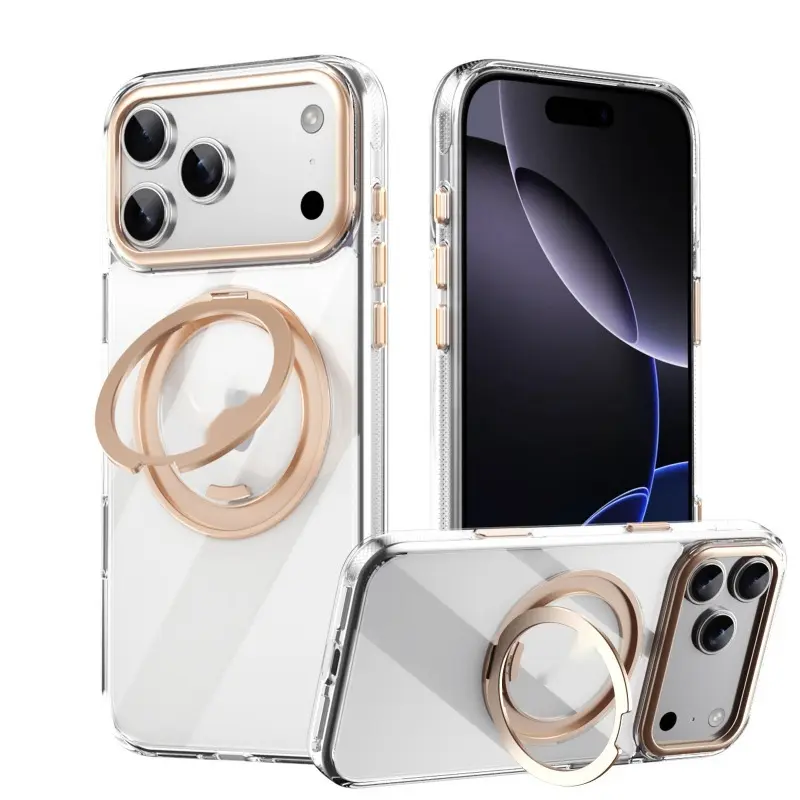 Magnetic 360 Degree Rotating Gear Bracket Protective Case For Smartphones