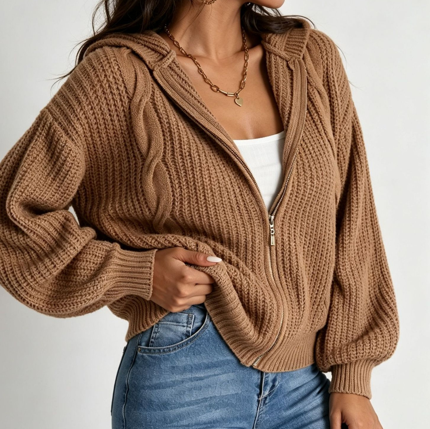 Women's Hooded Knit Cardigan Sweater - Size Chart