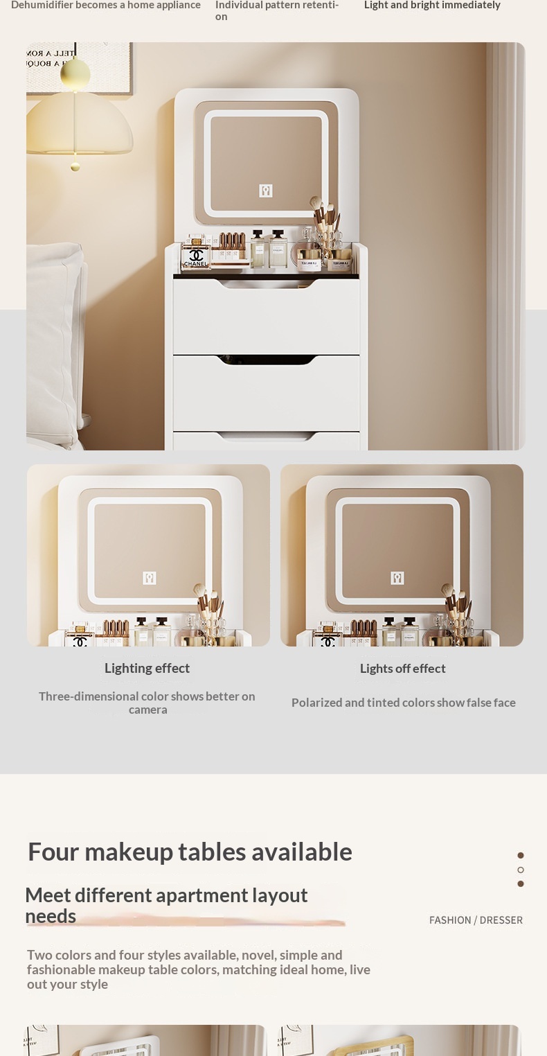Dressing table with lights
