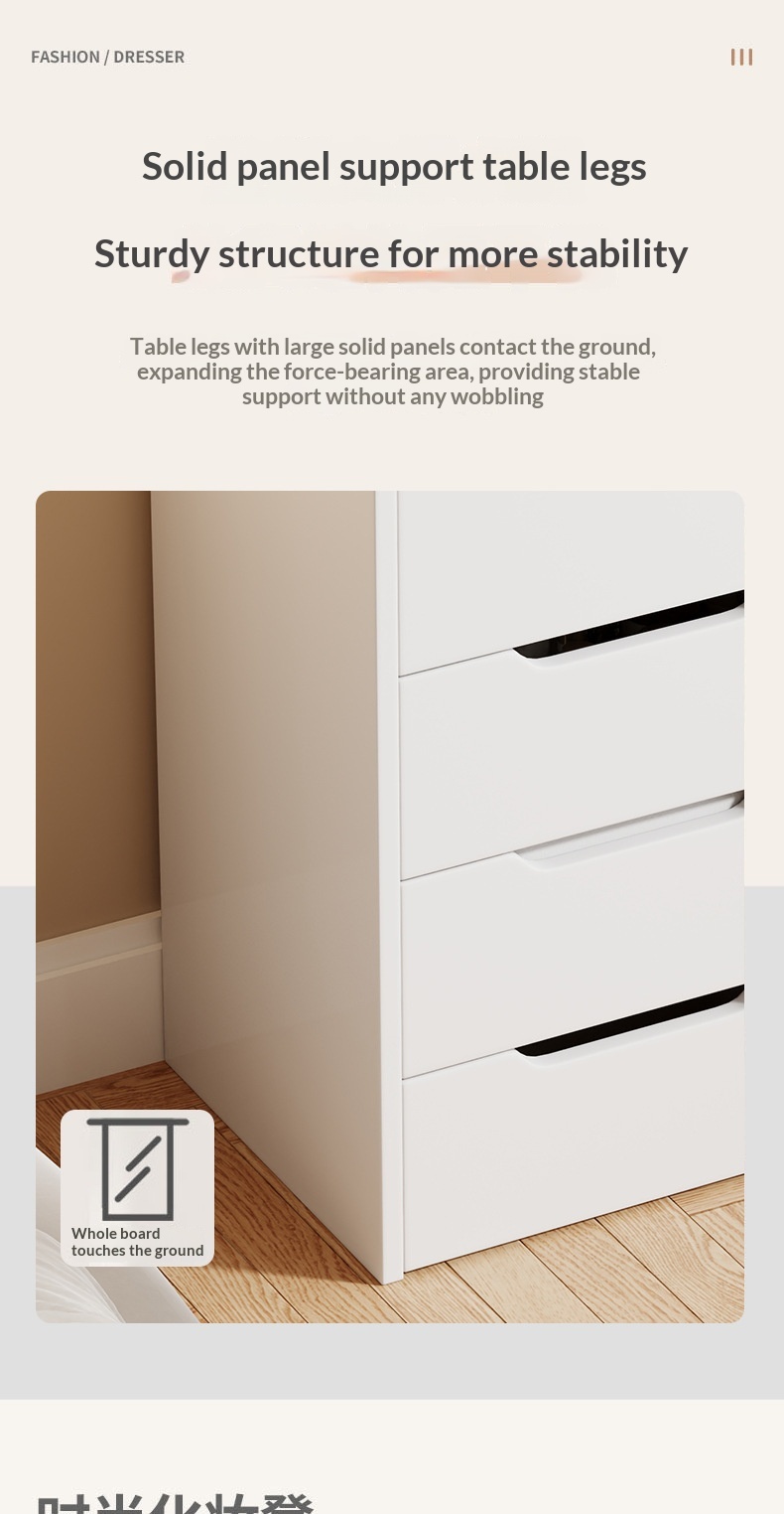 Dressing table storage cabinet interior