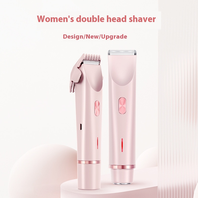 2 In 1 Hair Remover Women's Double Head Shaver Private Pubic Hair Trimmer Electric Razor Wet Dry Electric Body Hair — foto 4