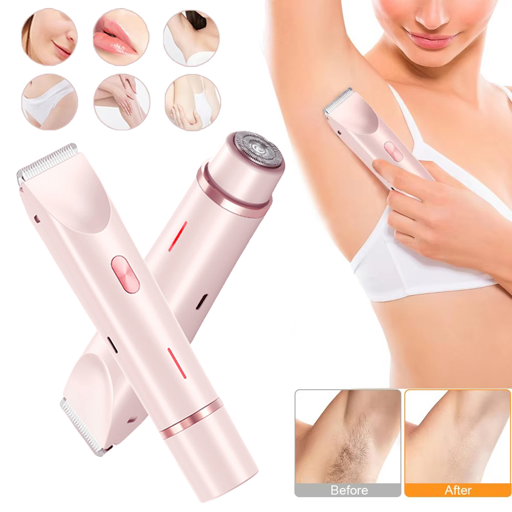 2 In 1 Hair Remover Women's Double Head Shaver Private Pubic Hair Trimmer Electric Razor Wet Dry Electric Body Hair — foto 3