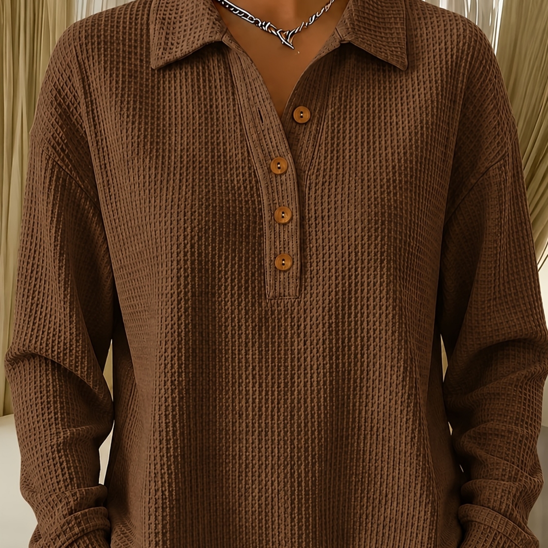 Women's Long-Sleeve Polo Shirt Knit Top