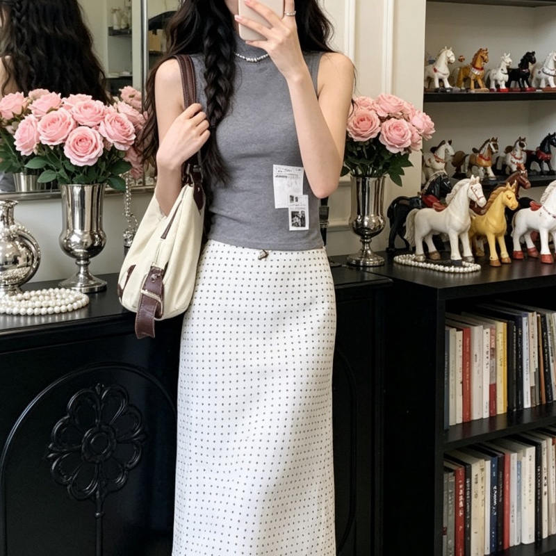 Bow-knot Ribbon Mesh Plaid Skirt For Women