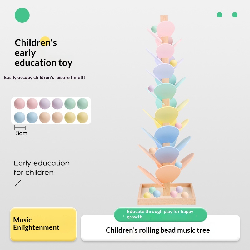 Solid Wood Rainbow Music Tree DIY Assembled Petal Toy 9