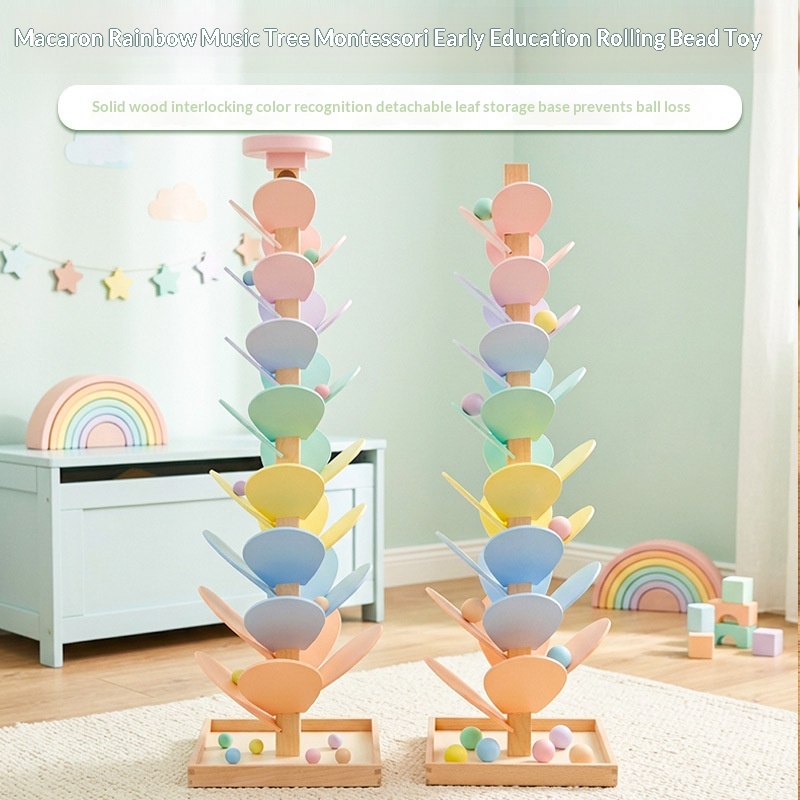 Solid Wood Rainbow Music Tree DIY Assembled Petal Toy
