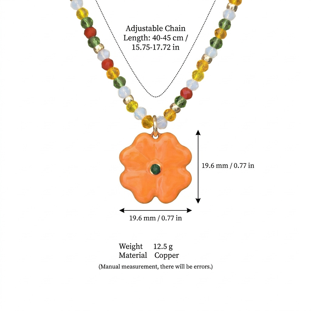 Red Oil-drop Flower Clavicle Necklace For Women
