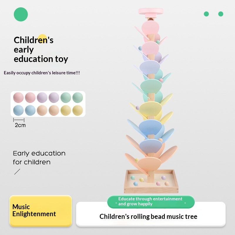 Solid Wood Rainbow Music Tree DIY Assembled Petal Toy 5