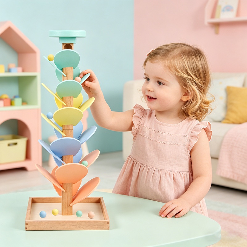 Solid Wood Rainbow Music Tree DIY Assembled Petal Toy 2