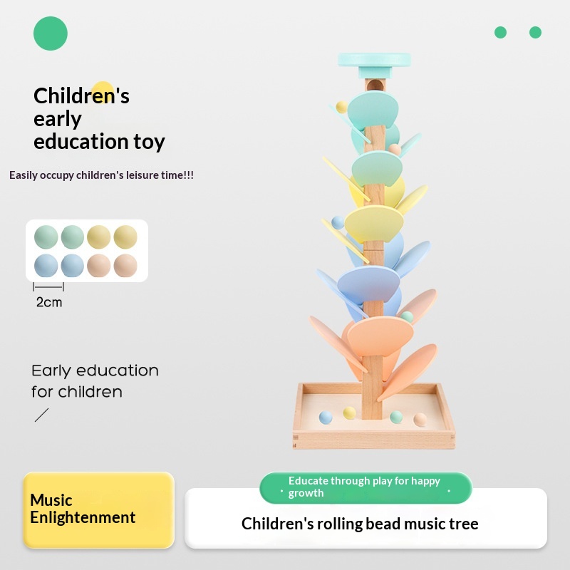 Solid Wood Rainbow Music Tree DIY Assembled Petal Toy 3