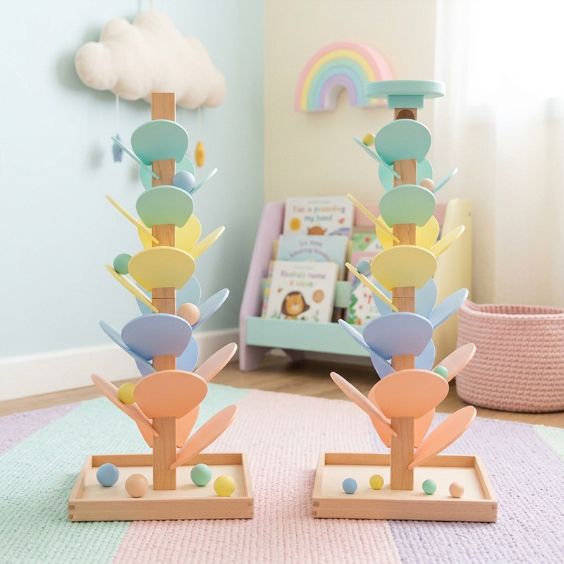 Solid Wood Rainbow Music Tree DIY Assembled Petal Toy 6
