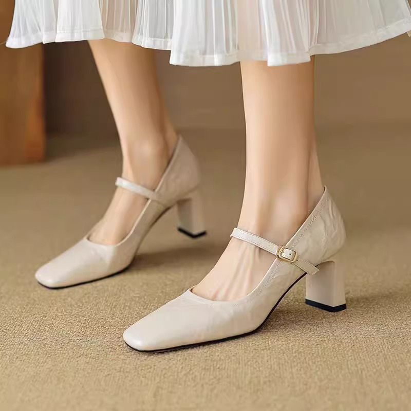 Sheepskin Mary Jane Heels