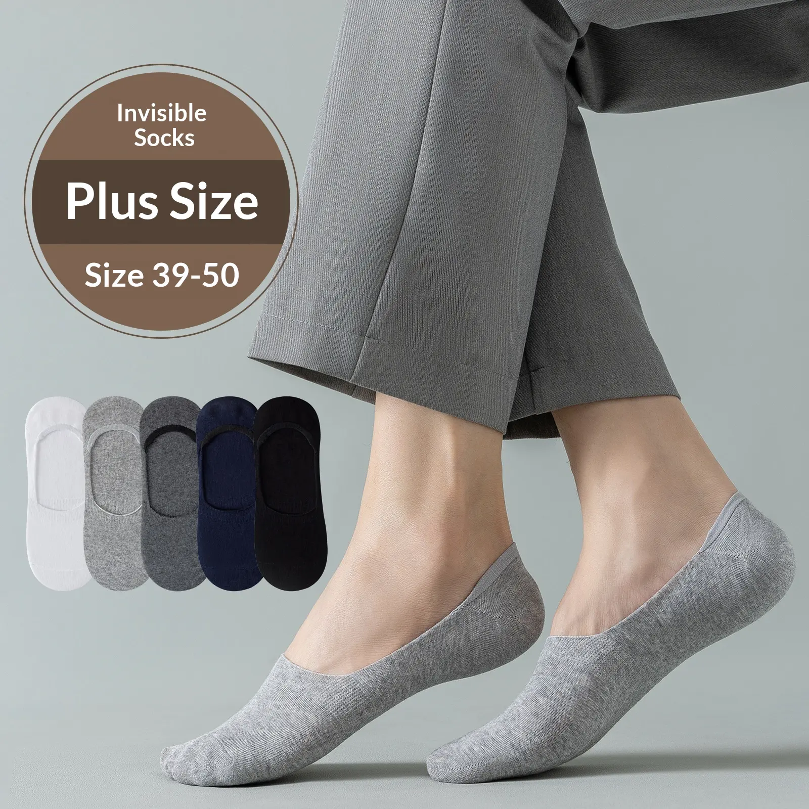 Mens Extra-large Low-cut Invisible Socks, Short Boat