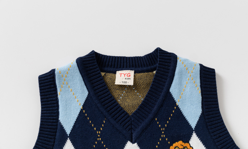 Boys Fashionable Lion-Embroidered Knitted Vest — foto 4