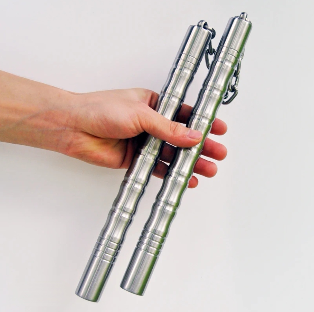 Combat-grade Stainless Steel Bamboo-jointed Anti-slip Two-section Staff Two-section Staff