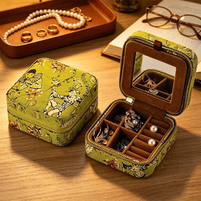 Travel Jewelry Organizer Case, Small Jewelry Box for Rings, Earrings and Necklaces - detail photo 2