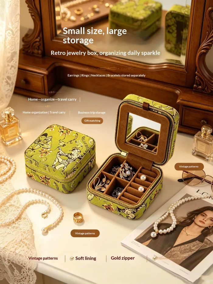 Travel Jewelry Organizer Case, Small Jewelry Box for Rings, Earrings and Necklaces - detail photo 3
