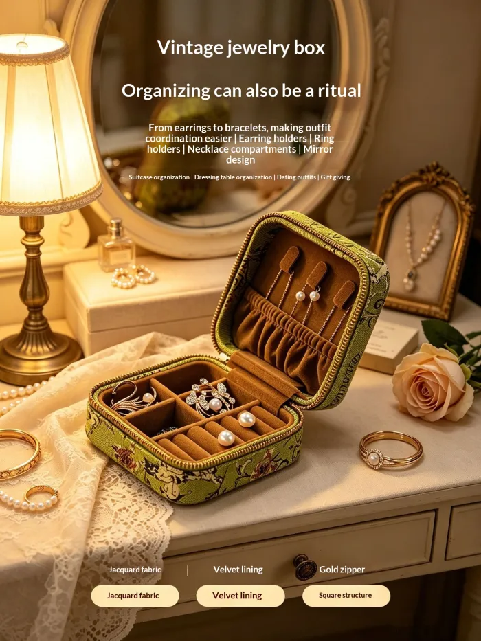 Travel Jewelry Organizer Case, Small Jewelry Box for Rings, Earrings and Necklaces - detail photo 4