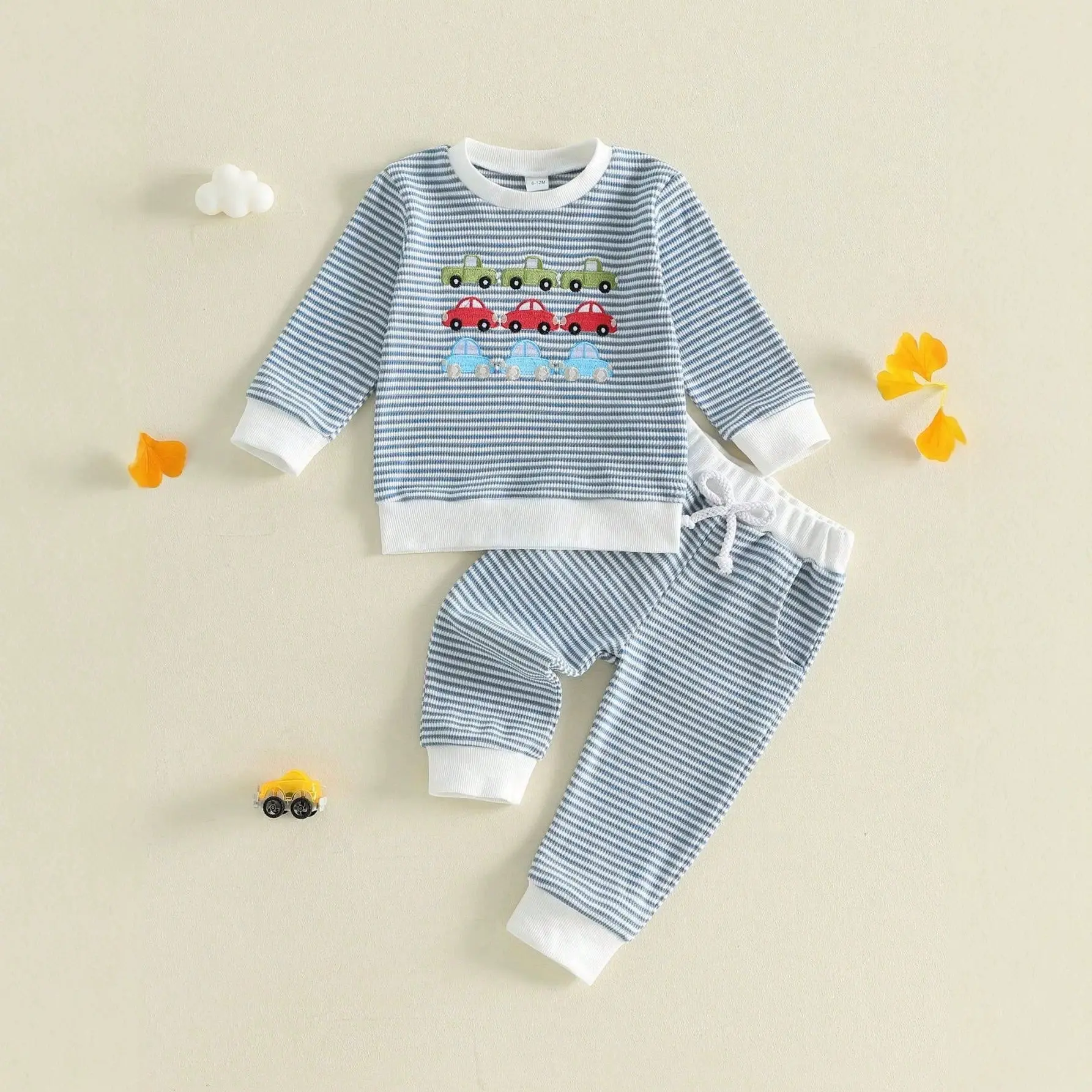 Long-sleeve Hoodie Waffle-knit Trousers Two-piece Set