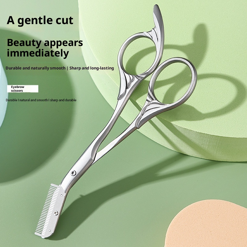 Safety Stainless Steel Eyebrow Scissors With A Brow Comb